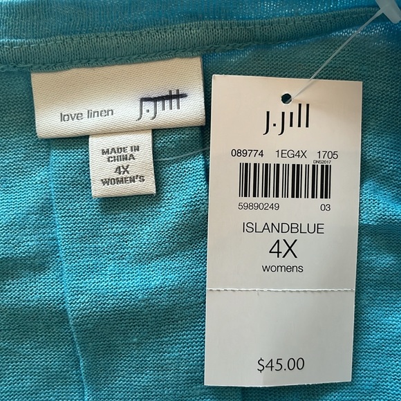 NWT J. Jill Island Blue Linen Top - Picture 5 of 6